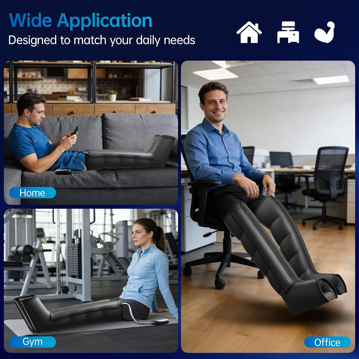 Air Compression Leg Recovery Boots : Dual-Power Sequential Compression System Device with Smart Pressure Sensor, 6 Modes & 14 Positions Foot and Leg Massage Max, Gifts for Athletes (Max)