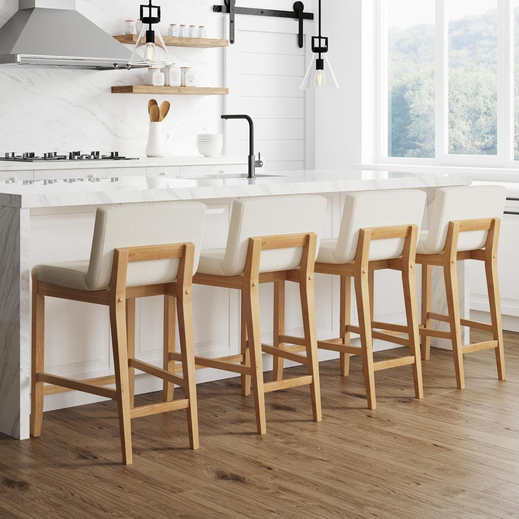 Gracie Modern Counter Height Bar Stool Cream Boucle