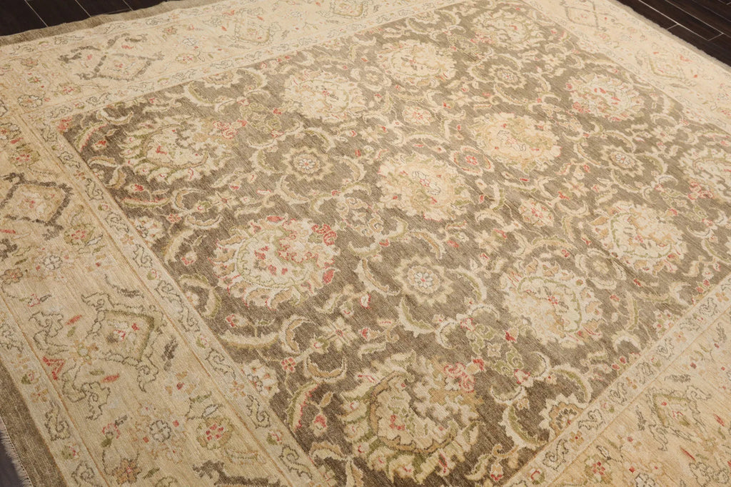 8x10 Olive Green, Beige Hand Knotted 100% Wool Peshawar Traditional Oriental Area Rug