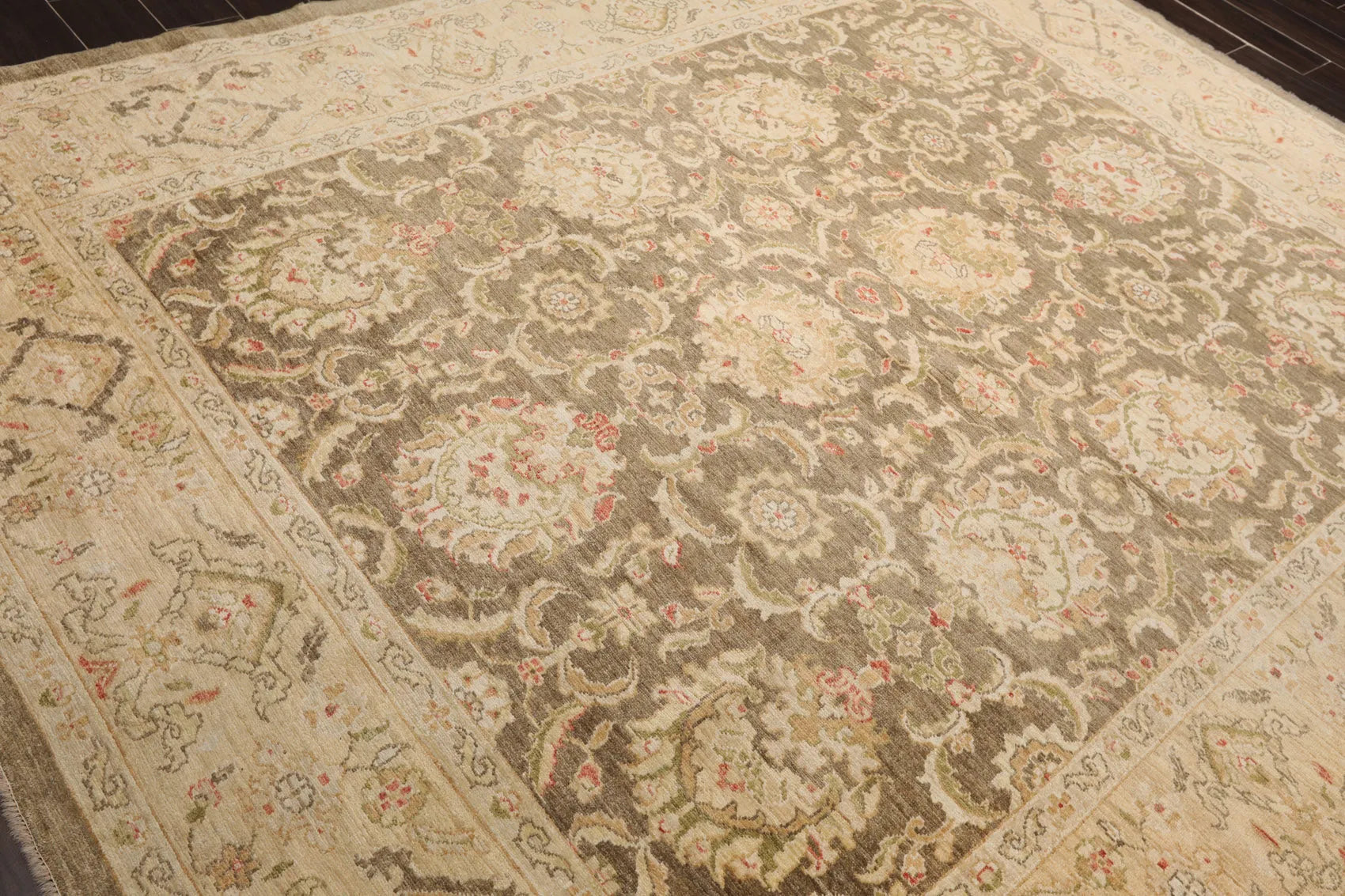 8x10 Olive Green, Beige Hand Knotted 100% Wool Peshawar Traditional Oriental Area Rug