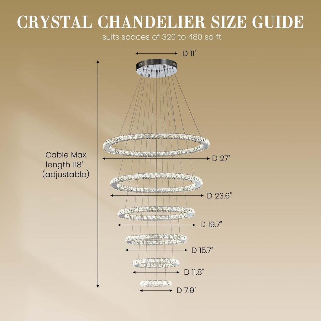 Crystal Chandelier Lighting LED Ceiling Fixture Ring