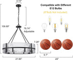 Large black chandelier modern farmhouse style eight light fixture for foyer or living room.