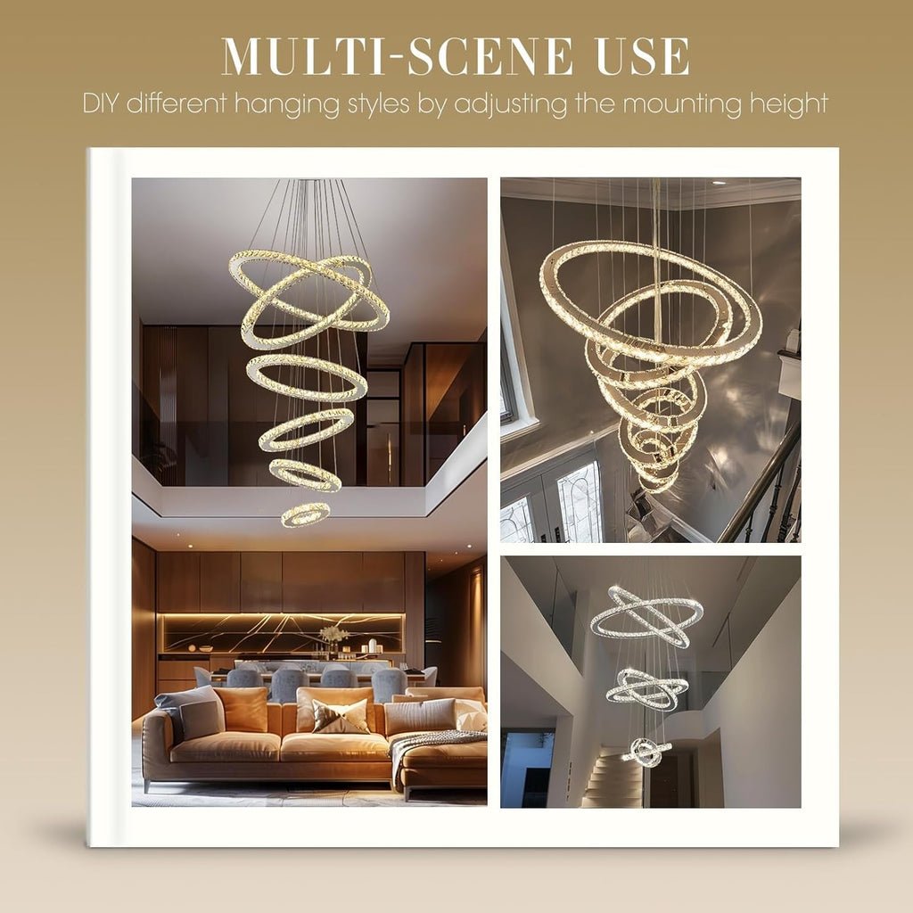 Crystal Chandelier Lighting LED Ceiling Fixture Ring