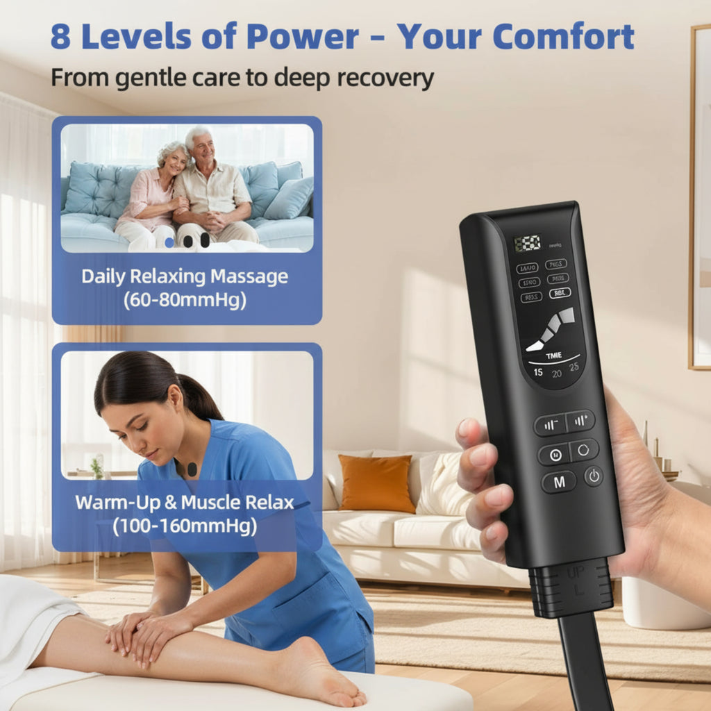 Leg Compression Massager, Full-Leg Compression Boots, Black Medium