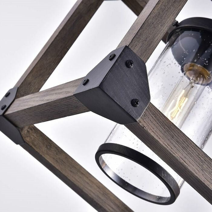 Rectangle Chandelier with Wrought Iron Accents