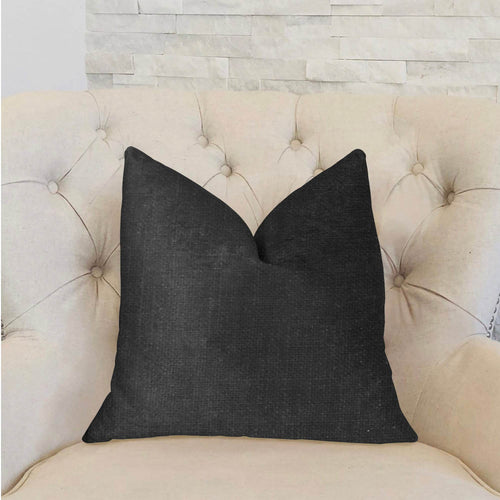 Black throw pillow double-sided linen rayon blend handmade in USA in multiple sizes.