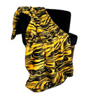 Faux fur throw blanket Plutus Yellow Galaxy luxury plush accent on sofa or bed.