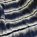 Luxe faux fur throw blanket navy reversible 100% polyester handmade in USA multiple sizes.