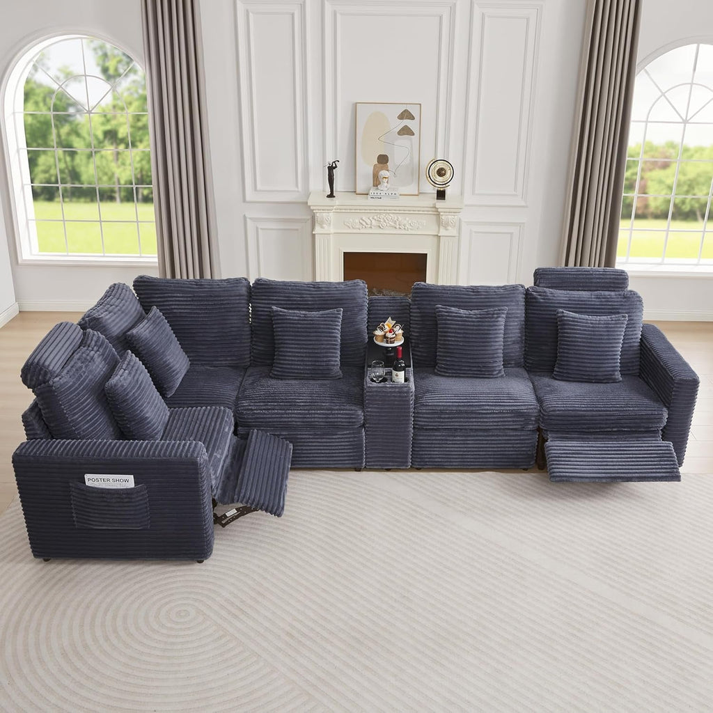 Grey Premium Power Recliner Modular Sectional Sofa