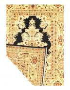 handmade silk rugs Canvello Sultanabad black beige medallion 8x10 Pakistan