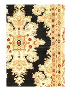 handmade silk rugs Canvello Sultanabad black beige medallion 8x10 Pakistan