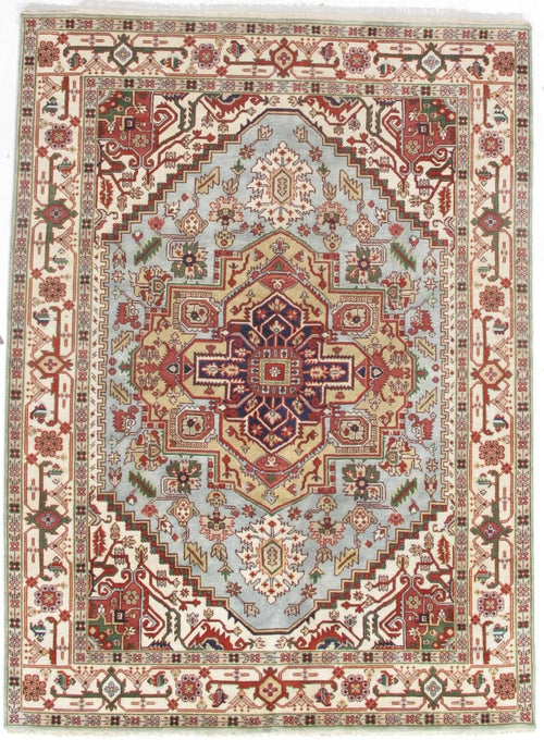 blue rug for living room Canvello Serapi design 9x12