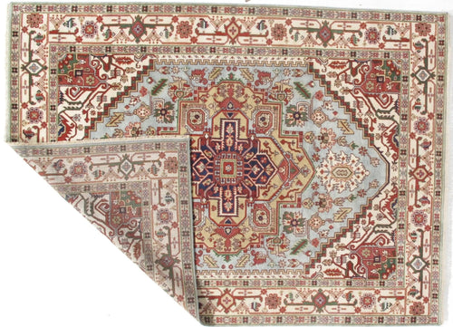 blue rug for living room Canvello Serapi design 9x12