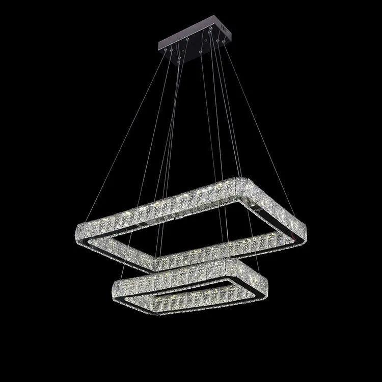 Canvello Rectangle Ring Crystal Pendant Lamp Modern Crystal Chandelier Lighting