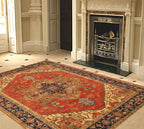 Serapi wool rug Canvello hand knotted 12x12 rust navy patina