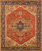 Serapi wool rug Canvello hand knotted 12x12 rust navy patina