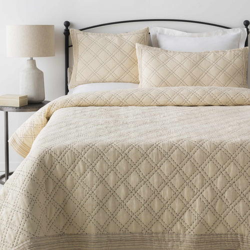 Shadehill beige bedding set in cream colorway with cotton fill and transitional design.